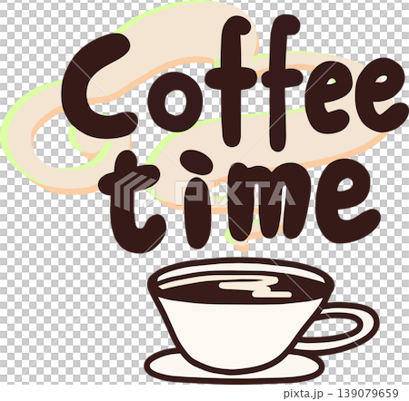 Handwritten illustration material of "Coffee time" - coffee cup, steam, stylish, white background, cafe/blog Handwritten illustration material of "Coffee time" - coffee cup, steam, stylish, white background, cafe/blog 139079659