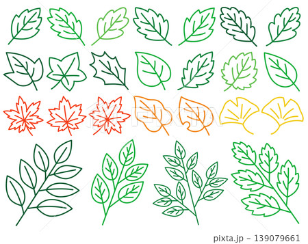 葉っぱと枝の線画イラストセット 139079661