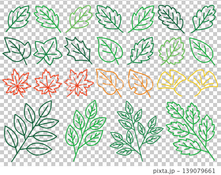 葉っぱと枝の線画イラストセット 139079661