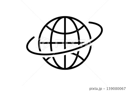 Global Network Globe Icon With Orbit Ring Symbolizing Internet Connectivity And Worldwide Communication 139080067