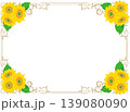 背景素材＜花・ひまわりアンティークフレーム・モノクロ・線画＞ 139080090
