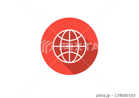 Red Globe Icon With Long Shadow Flat Internet And Global Network Symbol For Web And Technology Red Globe Icon With Long Shadow Flat Internet And Global Network Symbol For Web And Technology 139080103