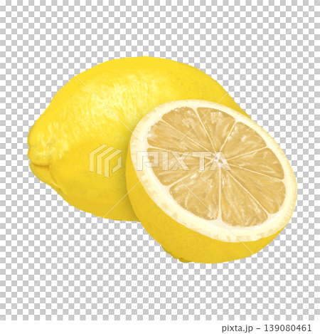 Lemon (1 whole lemon with a diagonal cross-section) - no shadow 139080461
