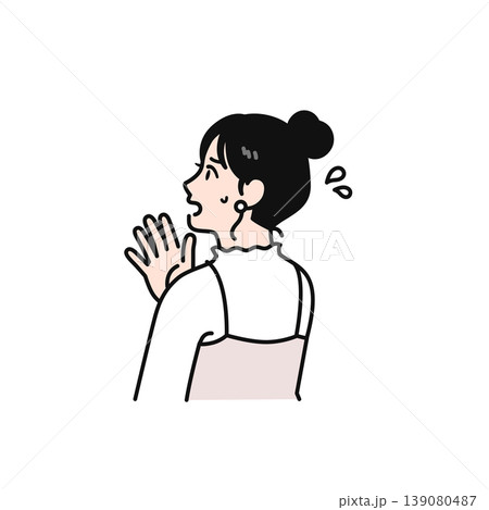 焦るまとめ髪の若い女性の後ろ姿のシンプルなベクターイラスト素材 焦るまとめ髪の若い女性の後ろ姿のシンプルなベクターイラスト素材 139080487