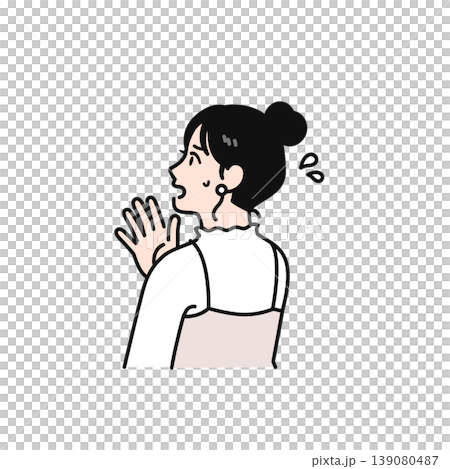 焦るまとめ髪の若い女性の後ろ姿のシンプルなベクターイラスト素材 焦るまとめ髪の若い女性の後ろ姿のシンプルなベクターイラスト素材 139080487