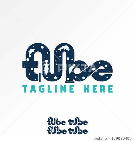 Letter Tube sans serif font connected fish inside river underwater aquarium logo design graphic concept creative premium vector stock image top sell Letter Tube sans serif font connected fish inside river underwater aquarium logo design graphic concept creative premium vector stock image top sell 139080490
