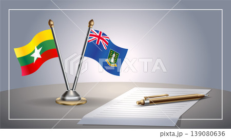Small national flag of Myanmar and British Virgin Islands flag Relation, Template Vector Illustration 139080636