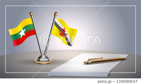 Small national flag of Myanmar and Brunei flag Relation, Template Vector Illustration Small national flag of Myanmar and Brunei flag Relation, Template Vector Illustration 139080637