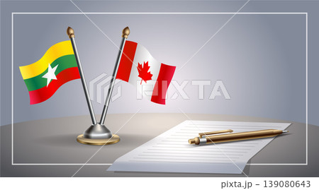 Small national flag of Myanmar and Canada flag Relation, Template Vector Illustration 139080643