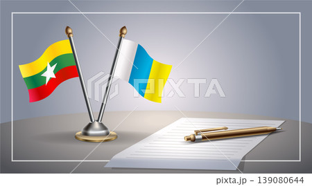 Small national flag of Myanmar and Canary Islands flag Relation, Template Vector Illustration 139080644