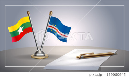 Small national flag of Myanmar and Cape Verde flag Relation, Template Vector Illustration Small national flag of Myanmar and Cape Verde flag Relation, Template Vector Illustration 139080645
