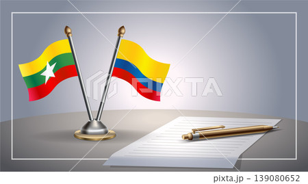 Small national flag of Myanmar and Colombia flag Relation, Template Vector Illustration Small national flag of Myanmar and Colombia flag Relation, Template Vector Illustration 139080652