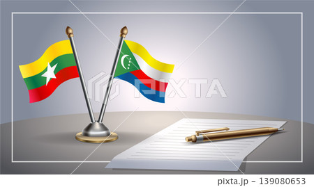 Small national flag of Myanmar and Comoros flag Relation, Template Vector Illustration Small national flag of Myanmar and Comoros flag Relation, Template Vector Illustration 139080653