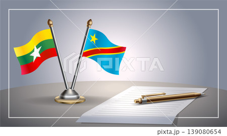 Small national flag of Myanmar and Congo flag Relation, Template Vector Illustration Small national flag of Myanmar and Congo flag Relation, Template Vector Illustration 139080654