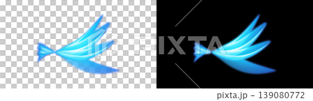 Abstract line art of glowing blue feathers and wings, available on a transparent or black background. Abstract line art of glowing blue feathers and wings, available on a transparent or black background. 139080772