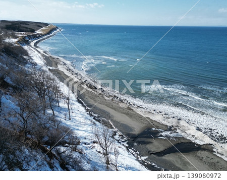 シーニックバイウェイ北海道の海岸線の空撮 シーニックバイウェイ北海道の海岸線の空撮 139080972