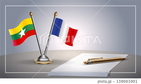 Small national flag of Myanmar and France flag Relation, Template Vector Illustration Small national flag of Myanmar and France flag Relation, Template Vector Illustration 139081001