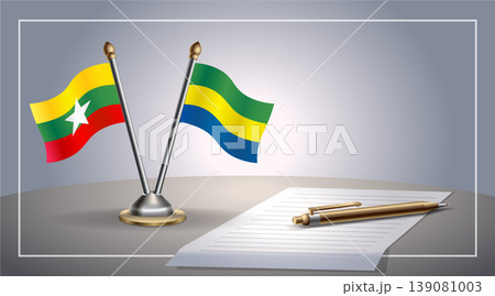 Small national flag of Myanmar and Gabon flag Relation, Template Vector Illustration Small national flag of Myanmar and Gabon flag Relation, Template Vector Illustration 139081003