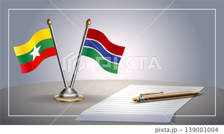 Small national flag of Myanmar and Gambia flag Relation, Template Vector Illustration Small national flag of Myanmar and Gambia flag Relation, Template Vector Illustration 139081004
