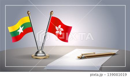Small national flag of Myanmar and Hong Kong flag Relation, Template Vector Illustration Small national flag of Myanmar and Hong Kong flag Relation, Template Vector Illustration 139081019