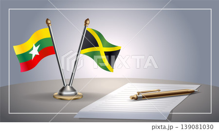 Small national flag of Myanmar and Jamaica flag Relation, Template Vector Illustration 139081030