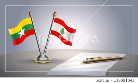 Small national flag of Myanmar and Lebanon flag Relation, Template Vector Illustration Small national flag of Myanmar and Lebanon flag Relation, Template Vector Illustration 139081043