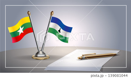 Small national flag of Myanmar and Lesotho flag Relation, Template Vector Illustration Small national flag of Myanmar and Lesotho flag Relation, Template Vector Illustration 139081044