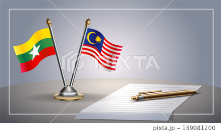 Small national flag of Myanmar and Malaysia flag Relation, Template Vector Illustration Small national flag of Myanmar and Malaysia flag Relation, Template Vector Illustration 139081200