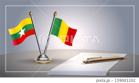 Small national flag of Myanmar and Mali flag Relation, Template Vector Illustration 139081202