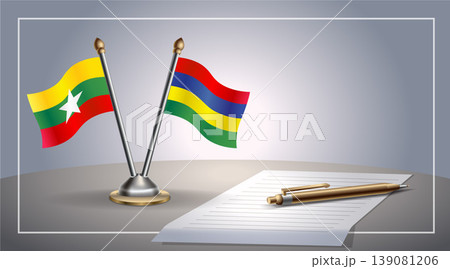 Small national flag of Myanmar and Mauritius flag Relation, Template Vector Illustration Small national flag of Myanmar and Mauritius flag Relation, Template Vector Illustration 139081206