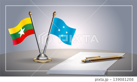 Small national flag of Myanmar and Micronesia flag Relation, Template Vector Illustration Small national flag of Myanmar and Micronesia flag Relation, Template Vector Illustration 139081208