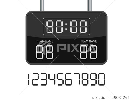 Digital Scoreboard and Timer Display with Seven Segment Font Numbers 139081266