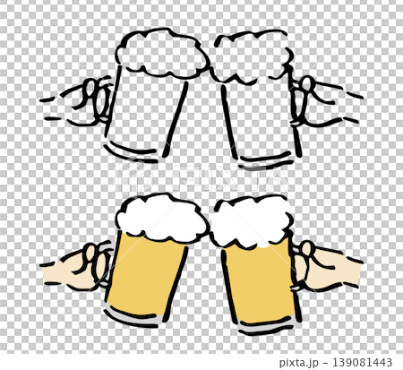 手描きのビールで乾杯しているイラスト 筆絵 ジョッキ 乾杯 手描きのビールで乾杯しているイラスト 筆絵 ジョッキ 乾杯 139081443