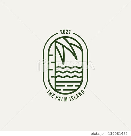 palm island hotel and resort line art logo design palm island hotel and resort line art logo design 139081483
