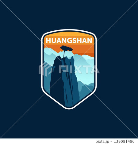 huangshan china mountains emblem logo design 139081486