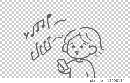 圖:一個女孩正在用智慧型手機聽音樂 圖:一個女孩正在用智慧型手機聽音樂 139081544