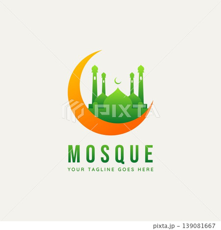 mosque and creased moon minimalist flat logo icon mosque and creased moon minimalist flat logo icon 139081667