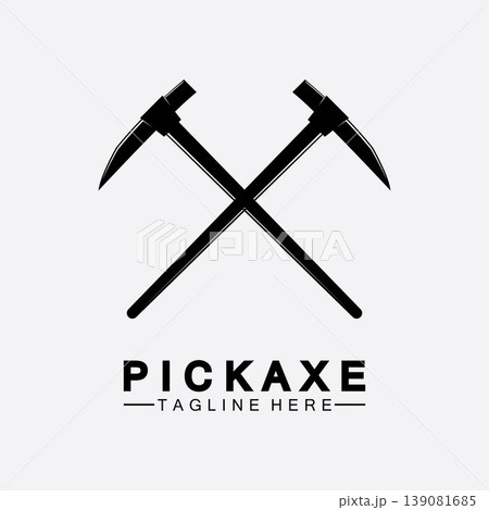 Pickaxe Logo Vector icon symbol illustration Design template, Mining Concept With Silhouette,Mining Logo, Pickaxe Logo 139081685