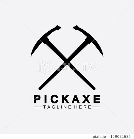 Pickaxe Logo Vector icon symbol illustration Design template, Mining Concept With Silhouette,Mining Logo, Pickaxe Logo 139081686