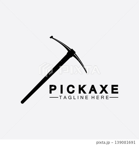 Pickaxe Logo Vector icon symbol illustration Design template, Mining Concept With Silhouette,Mining Logo, Pickaxe Logo 139081691