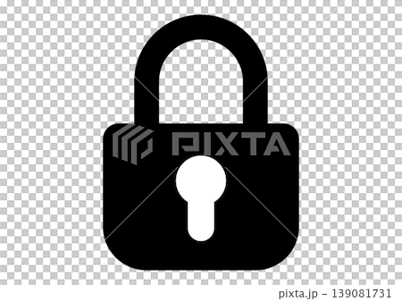 セキュリティアイコン　鍵マーク　安全　保護　白黒　ベクターイラスト 139081731