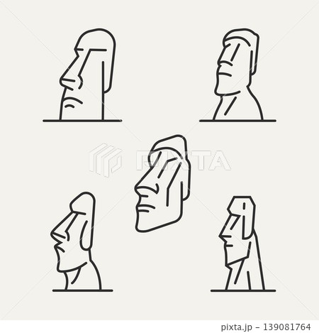set of moai national park minimalist line art logo set of moai national park minimalist line art logo 139081764