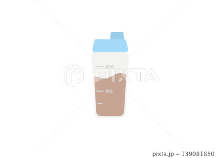 ココア味のプロテインが入ったシェイカー 139081880