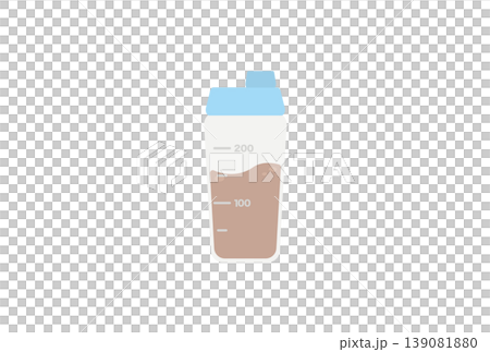 ココア味のプロテインが入ったシェイカー 139081880
