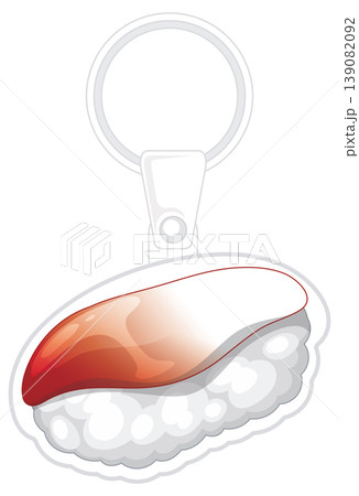 Vector Illustration of a Sushi Nigiri Keychain with Metal Ring 139082092