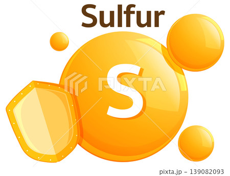 Bright Vector Illustration of Sulfur Vitamin Molecule 139082093