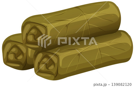 Stuffed Grape Leaves Vector Illustration on White Background Stuffed Grape Leaves Vector Illustration on White Background 139082120