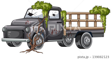Abandoned Old Truck Overgrown with Moss and Vines Abandoned Old Truck Overgrown with Moss and Vines 139082123