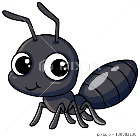 Cute Cartoon Black Ant Vector Illustration with Large Eyes 139082130