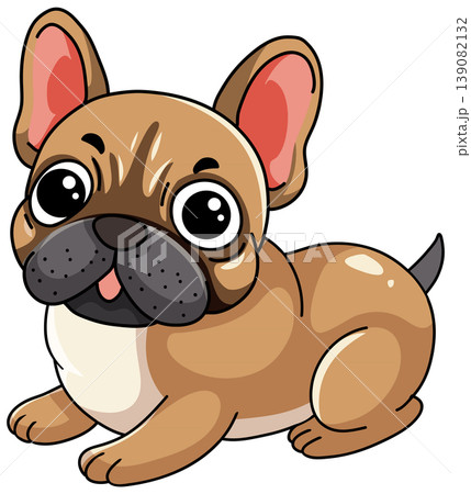 Cute Brown French Bulldog Puppy Vector Illustration on White Background 139082132
